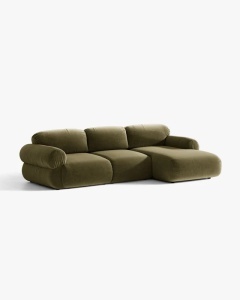 COLTAR MODULAR, OPHELIA, VERDE, PE DREAPTA, 297 CM, CU TAPITERIE DIN TEXTIL CATIFEA VENUS, MICADONI - Img 2