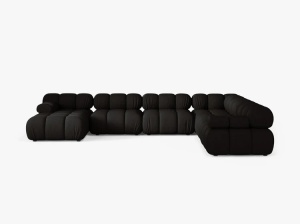 COLTAR MODULAR PANORAMIC BELLIS, PE DREAPTA, NEGRU, CU TAPITERIE DIN TEXTIL STRUCTURAT LIBERTY, MICADONI - Img 2