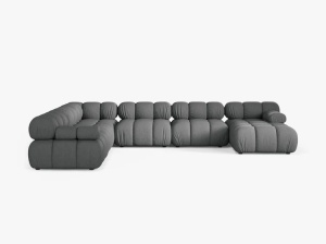 COLTAR MODULAR PANORAMIC BELLIS, PE STANGA, GRI, CU TAPITERIE DIN TEXTIL STRUCTURAT BELLIS, MICADONI - Img 2