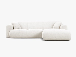 COLTAR MOLINO, 225 CM, PE DREAPTA, ALB, CU TAPITERIE DIN TEXTIL BOUCLE BALOO, MICADONI
