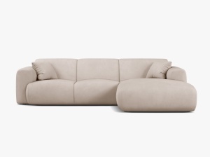 COLTAR MOLINO, 225 CM, PE DREAPTA, BEJ, CU TAPITERIE DIN TEXTIL CHENILLE REBEL, MICADONI