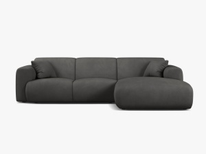 COLTAR MOLINO, 225 CM, PE DREAPTA, GRI INCHIS, CU TAPITERIE DIN TEXTIL CHENILLE REBEL, MICADONI