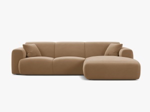 COLTAR MOLINO, 225 CM, PE DREAPTA, NISIPIU, CU TAPITERIE DIN TEXTIL CATIFEA CASINO, MICADONI