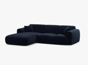 COLTAR MOLINO, 225 CM, PE STANGA, ALBASTRU ROYAL, CU TAPITERIE DIN TEXTIL CATIFEA CASINO, MICADONI - Img 2