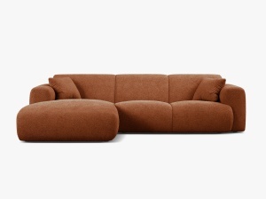 COLTAR MOLINO, 225 CM, PE STANGA, CARAMIZIU, CU TAPITERIE DIN TEXTIL BOUCLE BALOO, MICADONI