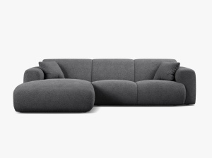 COLTAR MOLINO, 225 CM, PE STANGA, GRI INCHIS, CU TAPITERIE DIN TEXTIL BOUCLE BALOO, MICADONI