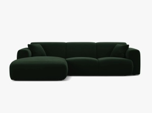 COLTAR MOLINO, 225 CM, PE STANGA, VERDE SMARALD, CU TAPITERIE DIN TEXTIL CATIFEA CASINO, MICADONI