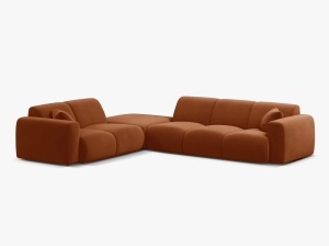 COLTAR MOLINO, 315 CM, CARAMIZIU, PE STANGA, CU TAPITERIE DIN TEXTIL CATIFEA VELVET CASINO, MICADONI