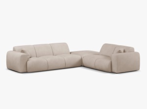 COLTAR MOLINO, 315 CM, PE DREAPTA, BEJ, CU TAPITERIE DIN TEXTIL CHENILLE REBEL, MICADONI