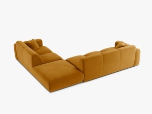 COLTAR MOLINO, 315 CM, PE DREAPTA, GALBEN, CU TAPITERIE DIN TEXTIL CATIFEA VELVET CASINO, MICADONI - Img 3