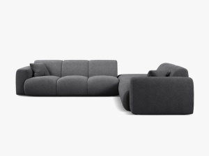 COLTAR MOLINO, 315 CM, PE DREAPTA, GRI INCHIS, CU TAPITERIE DIN TEXTIL BOUCLE BALOO, MICADONI - Img 2