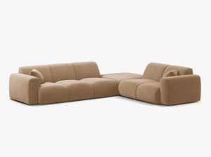 COLTAR MOLINO, 315 CM, PE DREAPTA, NISIPIU, CU TAPITERIE DIN TEXTIL CATIFEA VELVET CASINO, MICADONI