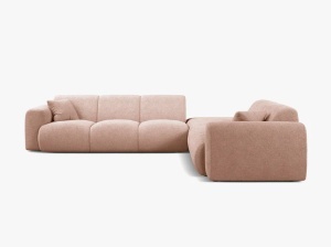 COLTAR MOLINO, 315 CM, PE DREAPTA, ROZ PUDRA, CU TAPITERIE DIN TEXTIL BOUCLE BALOO, MICADONI - Img 2