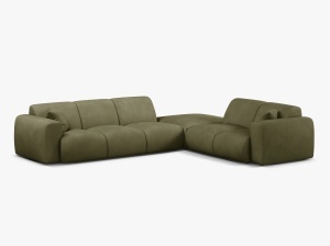 COLTAR MOLINO, 315 CM, PE DREAPTA, VERDE DESCHIS, CU TAPITERIE DIN TEXTIL CHENILLE REBEL, MICADONI