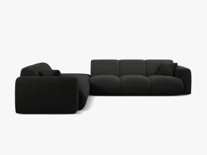 COLTAR MOLINO, 315 CM, PE STANGA, NEGRU, CU TAPITERIE DIN TEXTIL BOUCLE BALOO, MICADONI - Img 2