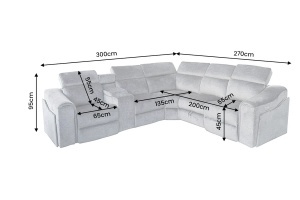 COLTAR MULTIFUNCTIONAL PRIME, 300X270CM, CU SPATIU DE DEPOZITARE, PRIZE, REALIZAT DIN LEMN SI TEXTIL FOARTE FIN, CULOARE GRI - Img 8