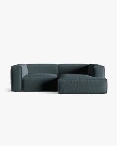 COLTAR NURIA, PE DREAPTA, PETROL INCHIS, 252X147 CM, TAPITAT CU TAPITERIE DIN TEXTIL STRUCTURAT LIBERTY, MICADONI