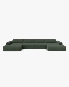 COLTAR PANORAMIC, CU 6 LOCURI, JODIE, 364X162 CM, ADANCIME SCAUN 62 CM, VERDE MUSCHI, TAPITAT CU TAPITERIE DIN TEXTIL STRUCTURAT LIBERTY, MICADONI