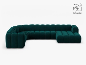 COLTAR PANORAMIC LUPIN, 370, PE STANGA, PETROL INTENS, CU TAPITERIE DIN TEXTIL CATIFEA VENUS, MICADONI