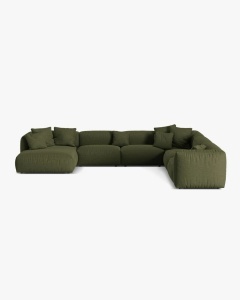 COLTAR PANORAMIC MARTINA, 160X106 CM, PE DREAPTA, VERDE, TAPITAT CU TAPITERIE DIN TEXTIL STRUCTURAT BOSTON, MICADONI