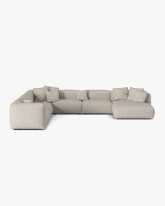 COLTAR PANORAMIC MARTINA, 160X106 CM, PE STANGA, BEJ, TAPITAT CU TAPITERIE DIN TEXTIL BOUCLE MONET, MICADONI
