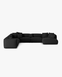 COLTAR PANORAMIC MARTINA, 160X106 CM, PE STANGA, NEGRU, TAPITAT CU TAPITERIE DIN TEXTIL STRUCTURAT BOSTON, MICADONI