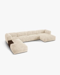 COLTAR PANORAMIC MARTINA, BEJ DESCHIS, 406 CM, STANGA, CU TAPITERIE DIN TEXTIL CORDOI TILIA, MICADONI - Img 2