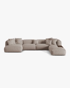 COLTAR PANORAMIC MARTINA, BEJ INCHIS, 406 CM, DREAPTA, CU TAPITERIE DIN TEXTIL STRACTURAT BOSTON, MICADONI