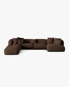 COLTAR PANORAMIC MARTINA, CIOCOLATIU, 406 CM, STANGA, CU TAPITERIE DIN TEXTIL CATIFEA VOGUE, MICADONI