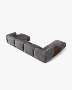 COLTAR PANORAMIC MARTINA, GRI, 406 CM, STANGA, CU TAPITERIE DIN TEXTIL CATIFEA VOGUE, MICADONI - Img 3