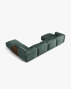 COLTAR PANORAMIC MARTINA, VERDE, 406 CM, DREAPTA, CU TAPITERIE DIN TEXTIL CATIFEA VOGUE, MICADONI - Img 3