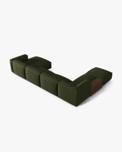 COLTAR PANORAMIC MARTINA, VERDE, 406 CM, STANGA, CU TAPITERIE DIN TEXTIL STRACTURAT BOSTON, MICADONI - Img 3