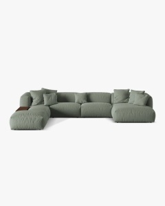 COLTAR PANORAMIC MARTINA, VERDE MUSCHI, 406 CM, STANGA, CU TAPITERIE DIN TEXTIL STRACTURAT BOSTON, MICADONI