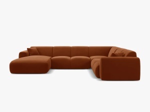 COLTAR PANORAMIC MOLINO, PE DREAPTA, CARAMIZIU, 326 CM, , CU TAPITERIE DIN TEXTIL CATIFEA VELVET CASINO, MICADONI - Img 2