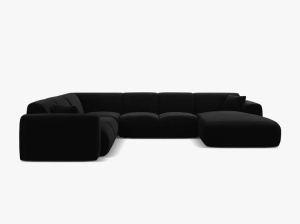 COLTAR PANORAMIC MOLINO, PE STANGA, NEGRU, 326 CM, , CU TAPITERIE DIN TEXTIL CATIFEA VELVET CASINO, MICADONI - Img 2