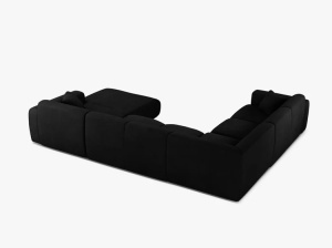 COLTAR PANORAMIC MOLINO, PE STANGA, NEGRU, 326 CM, , CU TAPITERIE DIN TEXTIL CHENILLE REBEL, MICADONI - Img 3