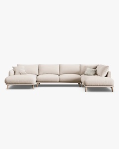 COLTAR PANORAMIC NAOMI, PE DREAPTA, BEJ, 235X265 CM, TAPITAT CU TAPITERIE DIN TEXTIL STRUCTURAT LIBERTY, MICADONI