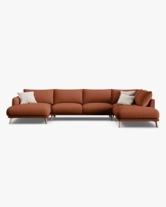 COLTAR PANORAMIC NAOMI, PE DREAPTA, CARAMIZIU, 235X265 CM, TAPITAT CU TAPITERIE DIN TEXTIL STRUCTURAT LIBERTY, MICADONI