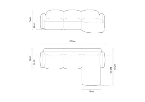 COLTAR PE DREAPTA, BLAIR, 274X 95, GRI, CU TAPITERIE DIN TEXTIL CATIFEA CASINO, MICADONI - Img 4