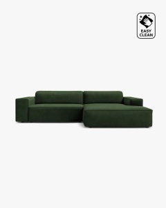 COLTAR PE DREAPTA, CU 3 LOCURI JODIE, 224X162 CM, ADANCIME SCAUN 62 CM, VERDE SMARALD,, TAPITAT CU TAPITERIE DIN TEXTIL CATIFEA VENUS, MICADONI