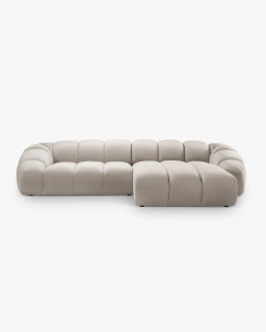 COLTAR PE DREAPTA DIANA, BEJ, 334X182 CM, TAPITAT CU TAPITERIE DIN TEXTIL CATIFEA SALVADORE, MICADONI
