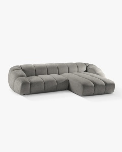 COLTAR PE DREAPTA DIANA, GRI DESCHIS, 334X182 CM, TAPITAT CU TAPITERIE DIN TEXTIL STRUCTURAT BUBBLE, MICADONI - Img 2