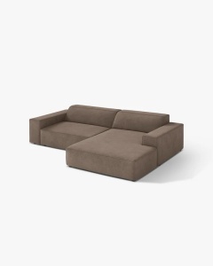 COLTAR PE DREAPTA JODIE, CU 3 LOCURI, 224X162 CM, ADANCIME SCAUN 62 CM, CAPPUCCINO, TAPITAT CU TAPITERIE DIN TEXTIL STRUCTURAT LIBERTY, MICADONI - Img 2