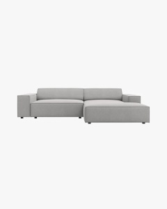 COLTAR PE DREAPTA JODIE, CU 3 LOCURI, 224X162 CM, ADANCIME SCAUN 62 CM, GRI DESCHIS, TAPITAT CU TAPITERIE DIN TEXTIL STRUCTURAT MEGAN, MICADONI