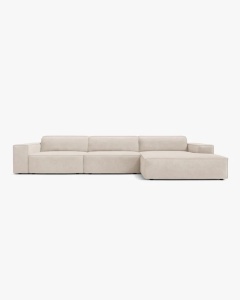 COLTAR PE DREAPTA JODIE, CU 4 LOCURI, 284X162 CM, ADANCIME SCAUN 62 CM, BEJ, TAPITAT CU TAPITERIE DIN TEXTIL STRUCTURAT LIBERTY, MICADONI