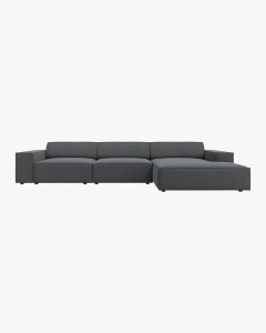 COLTAR PE DREAPTA JODIE, CU 4 LOCURI, 284X162 CM, ADANCIME SCAUN 62 CM, GRI INCHIS, TAPITAT CU TAPITERIE DIN TEXTIL STRUCTURAT MEGAN, MICADONI