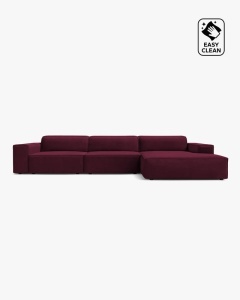 COLTAR PE DREAPTA JODIE, CU 4 LOCURI, 284X162 CM, ADANCIME SCAUN 62 CM, NEGRU, TAPITAT CU TAPITERIE DIN TEXTIL CATIFEA VENUS, MICADONI