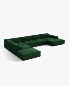 COLTAR PE DREAPTA JODIE, CU 7 LOCURI, 361X258 CM, ADANCIME SCAUN 62 CM, VERDE SMARALD, TAPITAT CU TAPITERIE DIN TEXTIL CATIFEA VENUS, MICADONI - Img 3