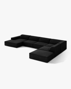 COLTAR PE DREAPTA JODIE, CU 7 LOCURI, 361X258 CM, ADANCIME SCAUN 62 CM, NEGRU, TAPITAT CU TAPITERIE DIN TEXTIL CATIFEA VENUS, MICADONI - Img 3
