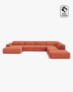 COLTAR PE DREAPTA JODIE, CU 7 LOCURI, 361X258 CM, ADANCIME SCAUN 62 CM, GRI DESCHIS, TAPITAT CU TAPITERIE DIN TEXTIL CATIFEA VENUS, MICADONI